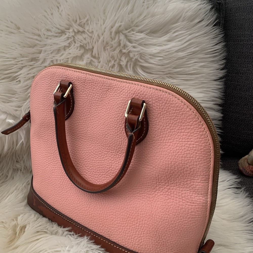Dooney Bourke Pebble Grain Zip Satchel Leather Handbag Purse Pink READ - Picture 4 of 10